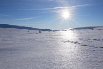 Landscape of the Giant mountains (Krkonose) in winter