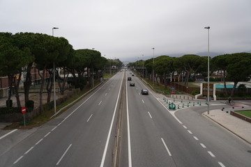 Highway of Barcelona in Castelldefels. Spain. Aerial view