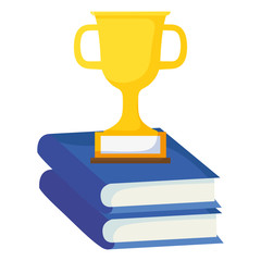 text books with trophy cup