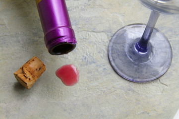 Red wine stain on granite counter