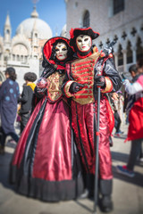 Fototapeta na wymiar Costumes and masks for the Venice carnival 2019