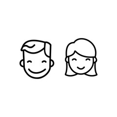 Smiling boy and girl out line