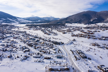 Summit Cove Keystone Colorado Aerial View Winter Day Morning