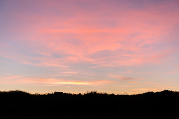Fototapeta na wymiar Sunset on the hills of Montferrat during winter