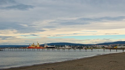 Pier at Magellan Strait in Punta Arenas, Chile