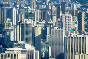 Aerial View of Honolulu City in Oahu, Hawaii