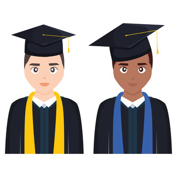 young students graduated diversity characters