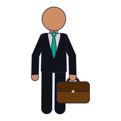 Businessman with briefcase avatar blue lines