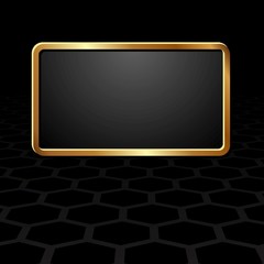 black background with perspective and golden frame