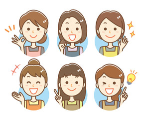 主婦　元気　笑顔　表情セット