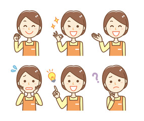 エプロン　スタッフ　女性　上半身