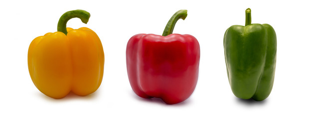 Red green and yellow sweet bell pepper.