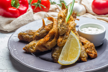 fried sprat on plate