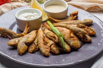 fried surmullet on plate