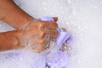 Fototapeta premium woman washing hands in bathroom