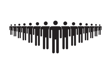 People icon set, teamwork sign, black isolated on white background, vector illustration.