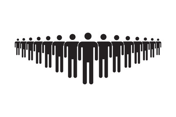 People icon set, teamwork sign, black isolated on white background, vector illustration.