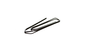 single metallic paper clip