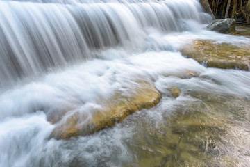 Close up waterfall in the forest