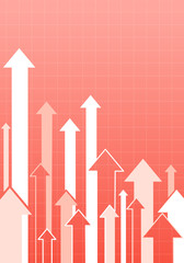 Financial Arrow Graphs with copy space on a living coral background