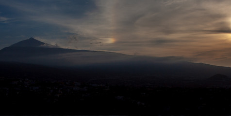 Spectacular far view to a mountain with lighting