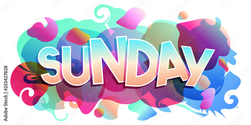 Wall mural sunday word vector colorful banner