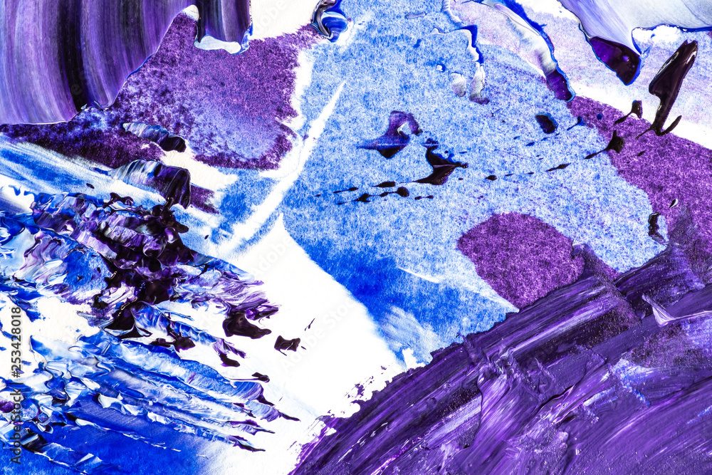 Poster paint texture colorful abstract lines and splatter textured strokes of painting macro close up backg