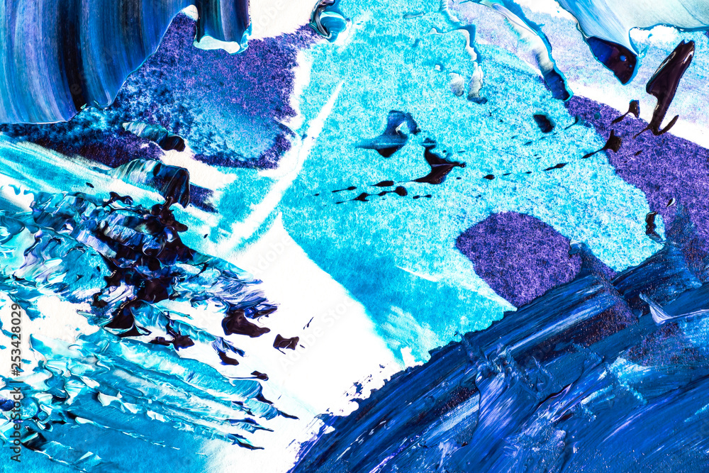 Poster paint texture colorful abstract lines and splatter textured strokes of painting macro close up backg
