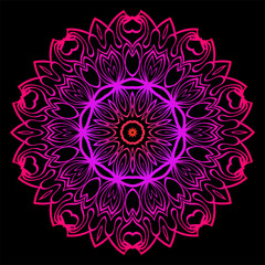 Modern Decorative Floral Color Mandala. Super Vector Round Shapes. Vector Illustration. Black, red purple color