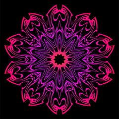 Modern Decorative Cicle Shapes. Floral Mandala. Vector Illustration. Black, red purple color