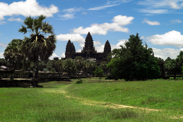 Angkor Wat. popular tourist attraction ancient buddhist khmer temple in Siem Reap, Cambodia