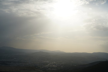 Sun setting during a heat wave