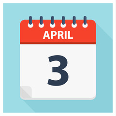 April 3 - Calendar Icon - Calendar design template
