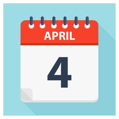 April 4 - Calendar Icon - Calendar design template