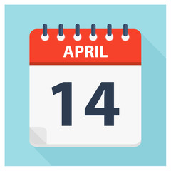 April 14 - Calendar Icon - Calendar design template