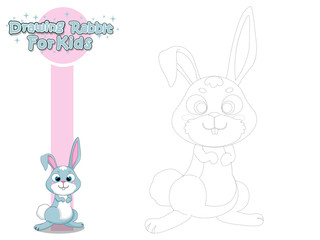 Drawing and Paint Cute Cartoon Rabbit. Educational Game for Kids. Vector Illustration With Cartoon Style Funny Animal