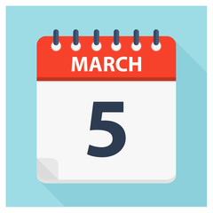 March 5 - Calendar Icon - Calendar design template