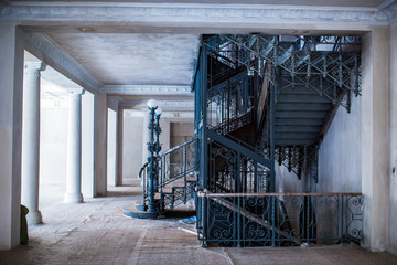 The spacious interior of the old mansion during the restoration work.
