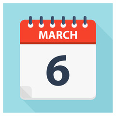 March 6 - Calendar Icon - Calendar design template