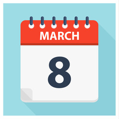 March 8 - Calendar Icon - Calendar design template