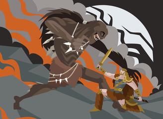 beowulf fighting the grendel