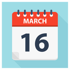 March 16 - Calendar Icon - Calendar design template
