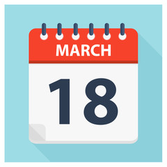 March 18 - Calendar Icon - Calendar design template