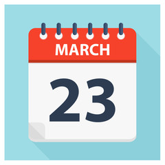 March 23 - Calendar Icon - Calendar design template