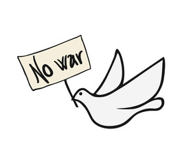 whtie dove and no war message