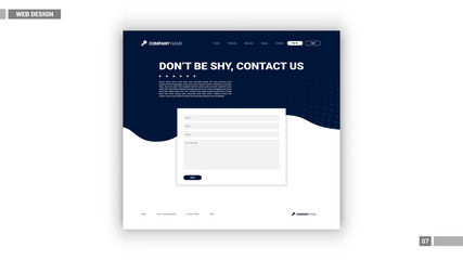 Web design mockup with contact page layout