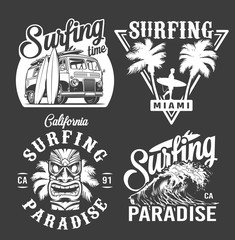 Fototapeta premium Vintage surf monochrome emblems