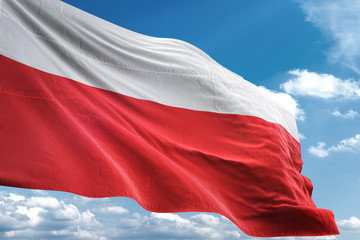 Fototapeta na wymiar Poland flag waving sky background 3D illustration