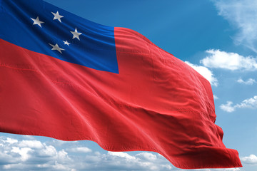 Naklejka na ściany i meble Samoa flag waving sky background 3D illustration