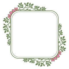 Vector illustration green leaf orange flower frame with pink flower frames hand drawn
